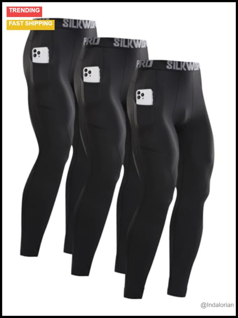 Men's Compression Pants Quick Dry Running Leggings 2 Pack